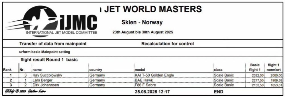 flight result Round 1 basic